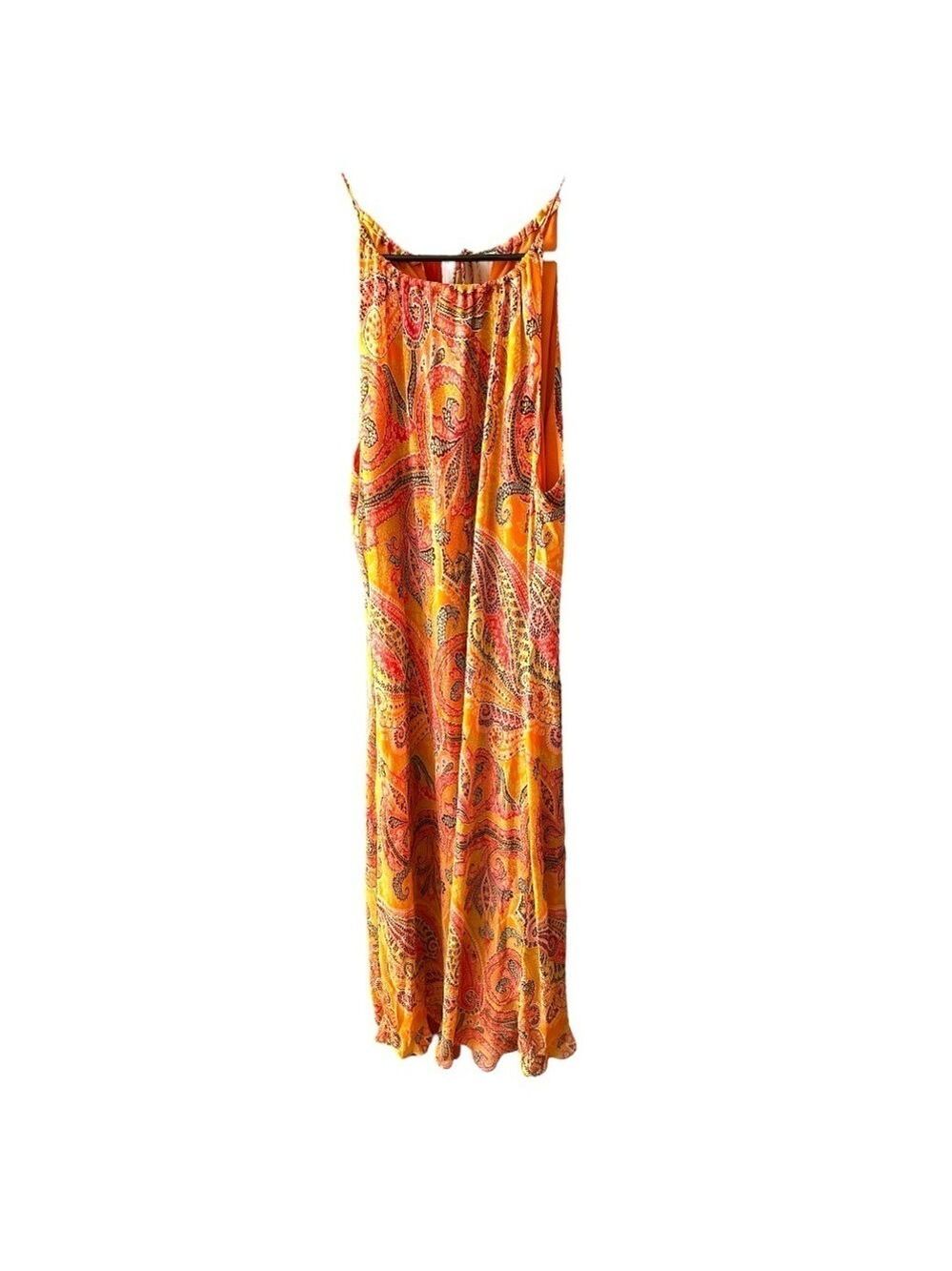 Ann Taylor Vintage Silk Paisley Print Orange Maxi Dress - Picture 8 of 8